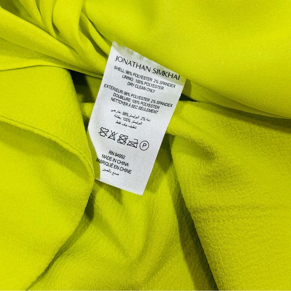 Jonathan Simkhai Kayleigh Cutout Crepe Mini Dress Lime Yellow - Picture 12 of 16